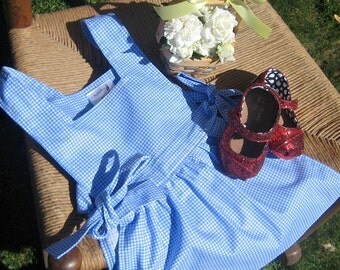 Dorothy Inspired Toddler Girls Pinafore Apron - Costume