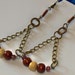 Chain Wooden Bead Dangle Earrings, Copper Glass Beads, Wooden Beads, Dark Brown Tan Beads