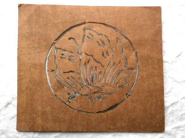 Vintage Japanese Stencil Butterfly Kamon Family Crest