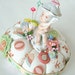 Vintage Garden Nymph figurine Pincushion gifts mom grandmother baby infant nursery spring flowers pins magnet fabric