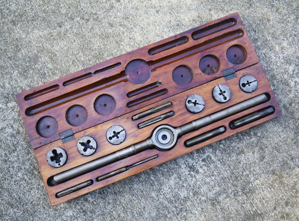 SALE Antique Tap and Die Tool Set Wiley & Russell Mfg. Co.