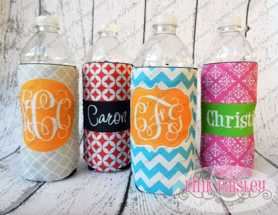 Personalized Monogrammed Koozie Water by PinkPaisleyMonograms