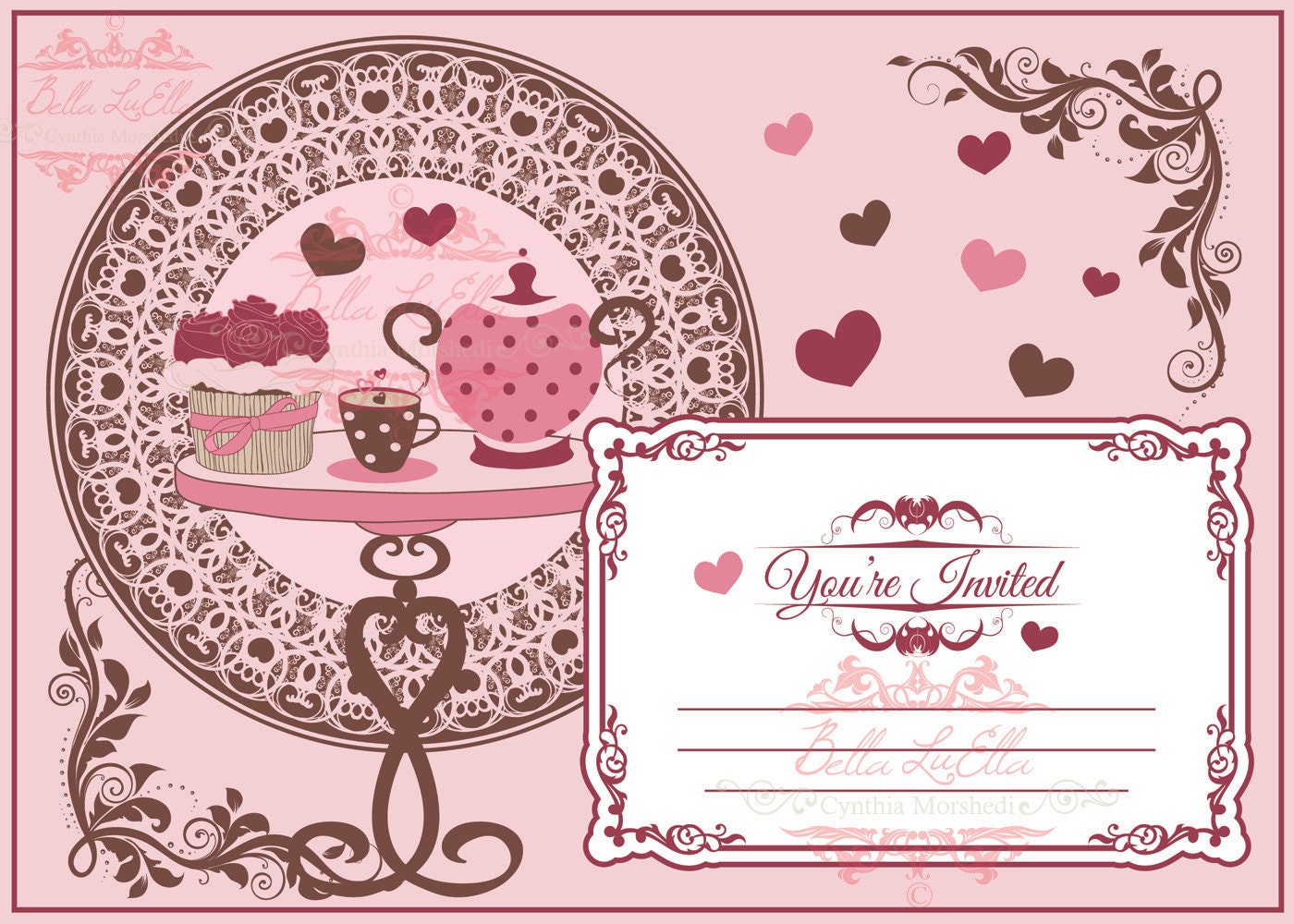 Tea Party Invitation Blank Downloadable