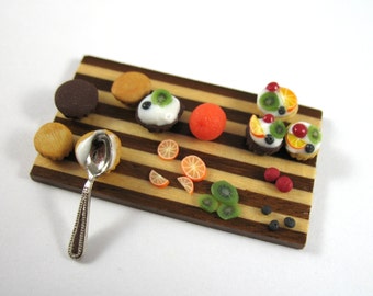 Dollhouse Miniature Fruit Cupcake Set in 12th Scale Miniature