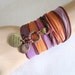Never Never Give Up & Always Follow Your Heart Charm Bracelet Anklet Necklace - Copper Bronze Swarovski Crystal Silk Yoga Ribbon Wrap
