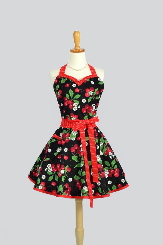 Sweetheart Apron Retro Sexy Flirty Womens Pinup Apron Red