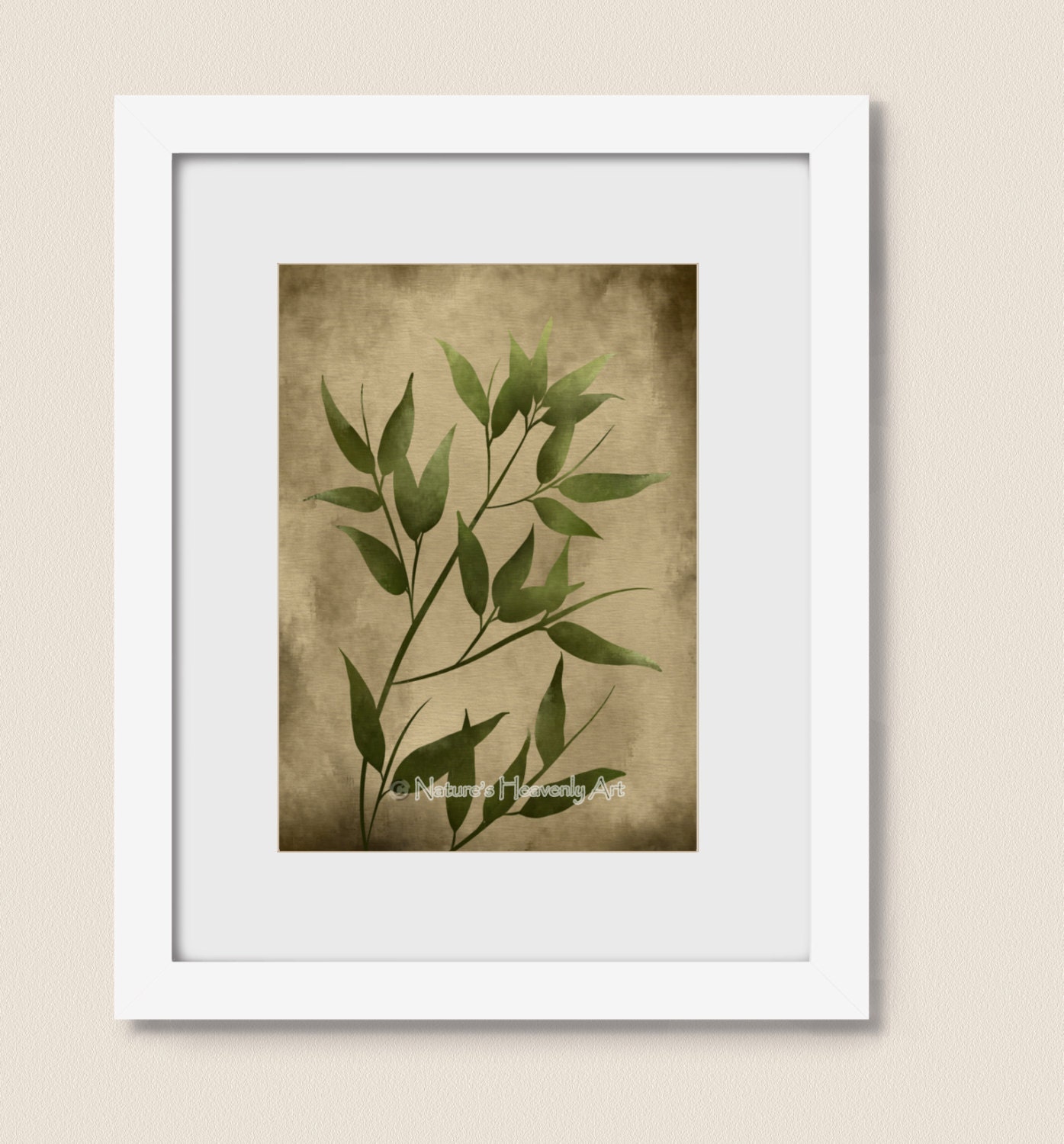 Green Leaves Bamboo Japanese Wall Decor 5 x 7 Print