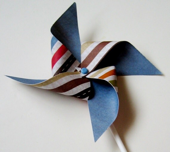 Pinwheel Cupcake Toppers - Stripes - Set of 12 Il_570xn
