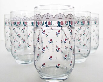 Set of 5 Vintage Floral Japan 1988 CHD Water Glasses