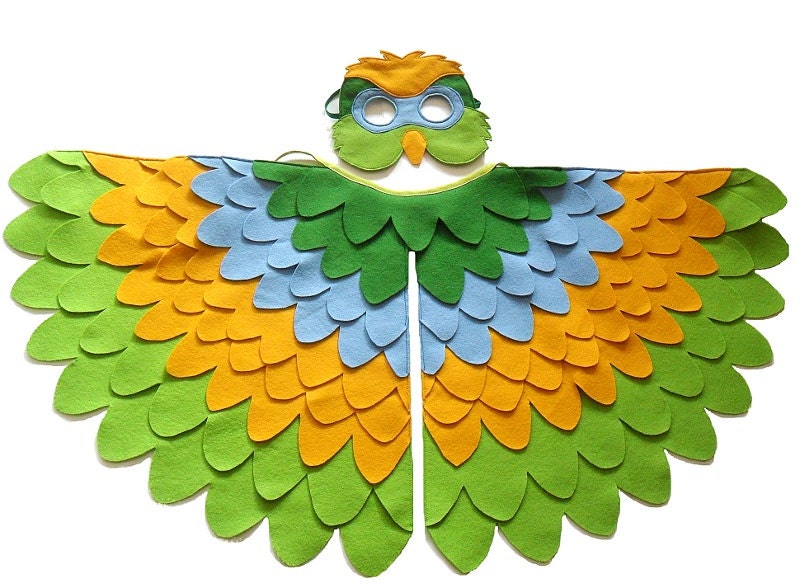 Parrot Costume for Kids Children Bird Wings and Mask Dress up