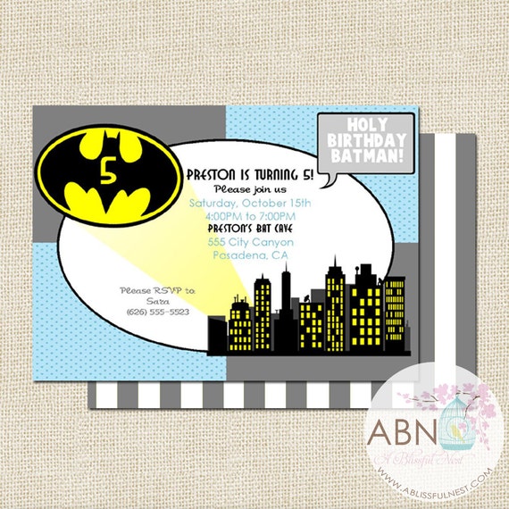 Batman Superhero Birthday Invitation - PRINTABLE - By A Blissful Nest Il_570xn