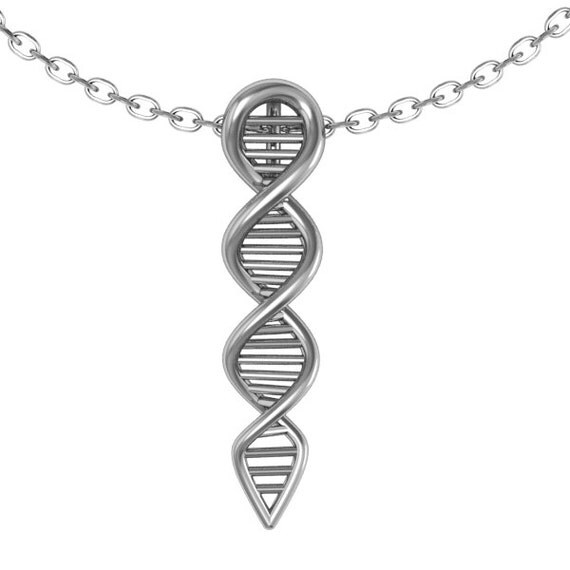Dna necklace silver plane dna necklace biology jewelry by ASHYL