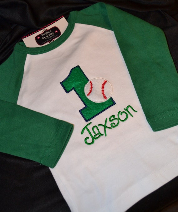 1st Birthday Shirt Baseball shirt number 1 and name
