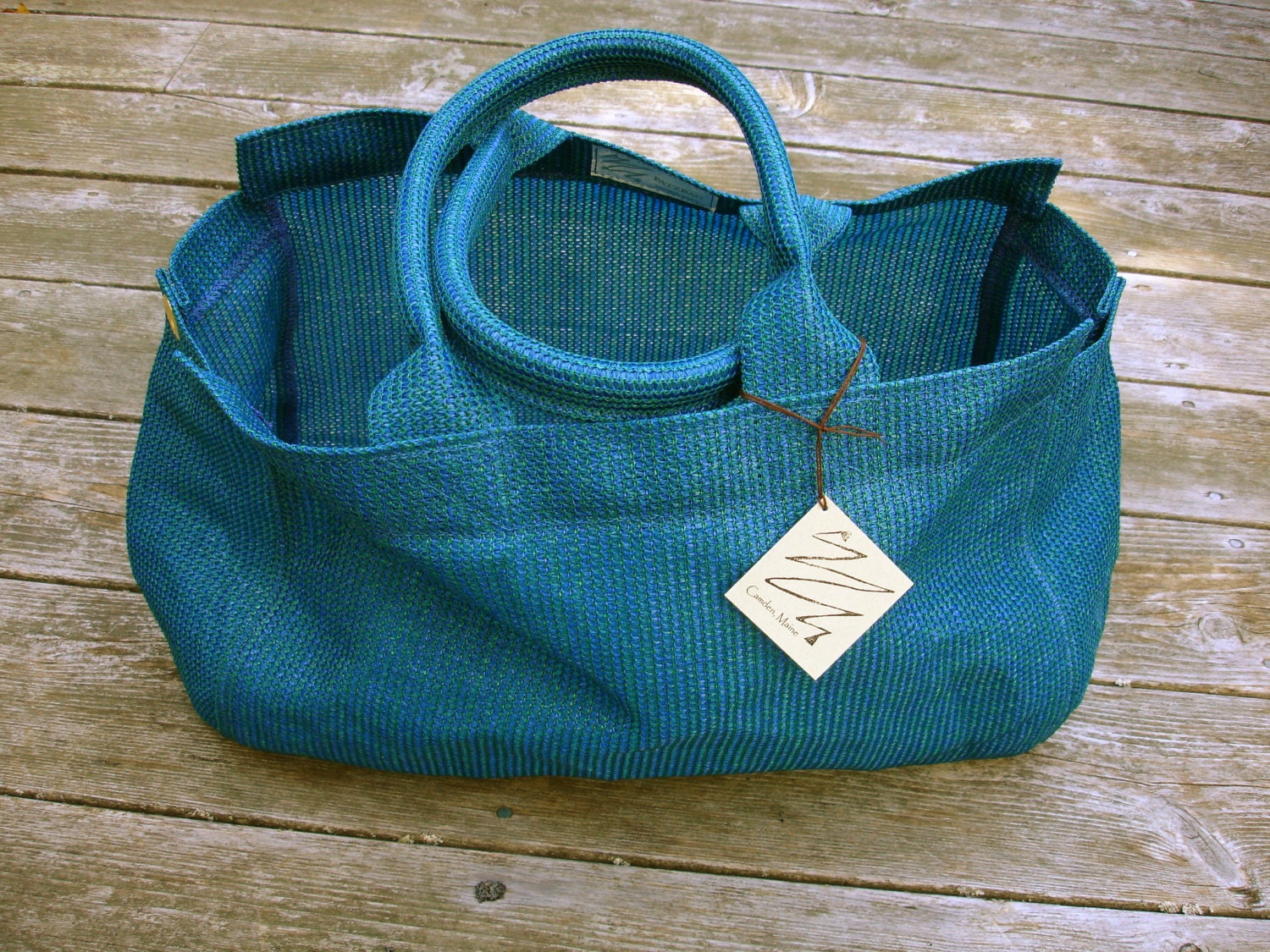 Tote Bag Vegan tote Large Mesh Bag Blue Green Tote Bag