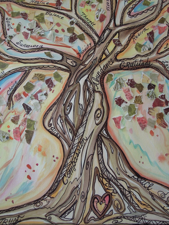 MEDITATION TREE Tree of Life Original Watercolor Painting