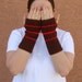 Stripe Red and Brown Fingerless Gloves for Men or Women - Crochet Fingerless Gloves - Wrist Warmers - Arm Warmers - Fingerless Mittens