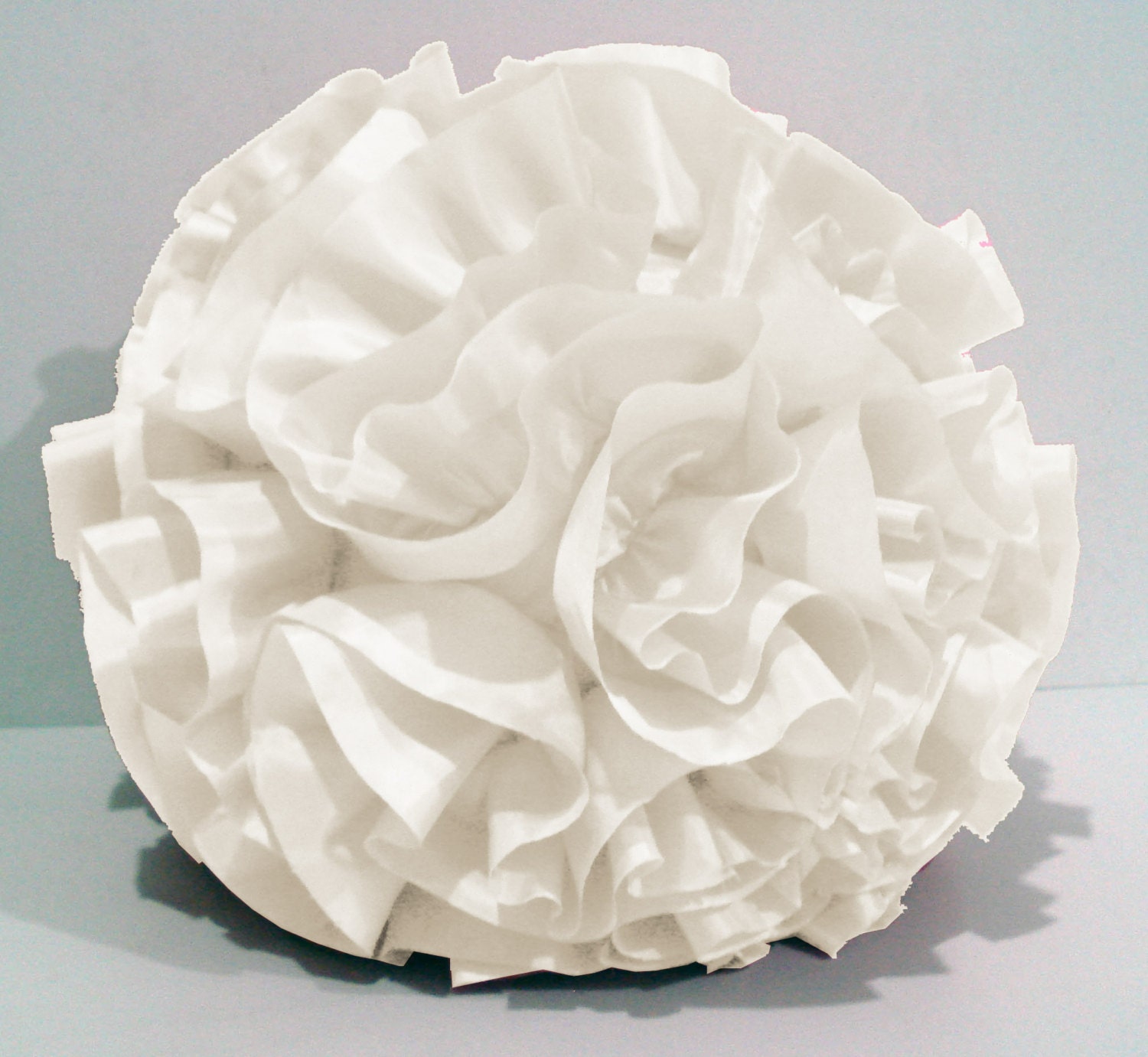 custom orderwhite ruffled filled round pillow in a round 11