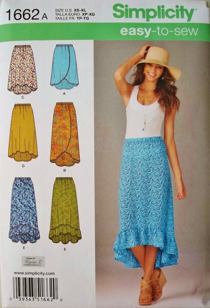 Misses Easy High-low Skirts Simplicity 1662 uncut sewing