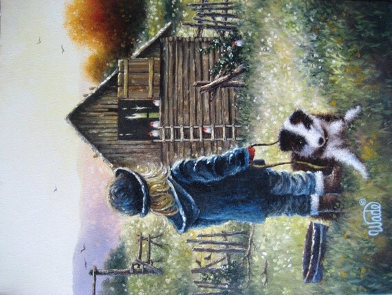 Farm Girl Art Print country girl paintings childrens wall