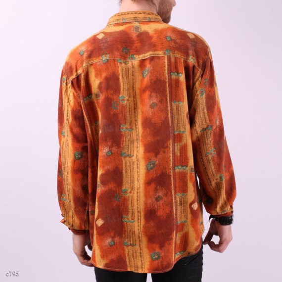 Mens Shirt / Burnt Sienna Loose Fit Shirt / sz Medium to Large