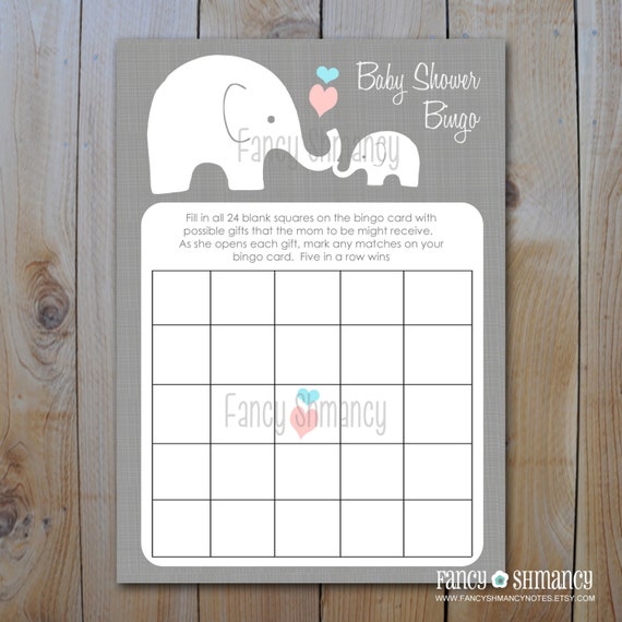 Elephant Baby Shower Bingo Game Cards / by FancyShmancyNotes Elephant Baby Shower Bingo Game Cards / by FancyShmancyNotes