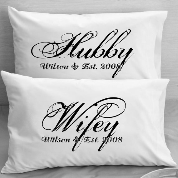  Couples  Pillow Cases Custom Personalized Wifey Hubby Wife