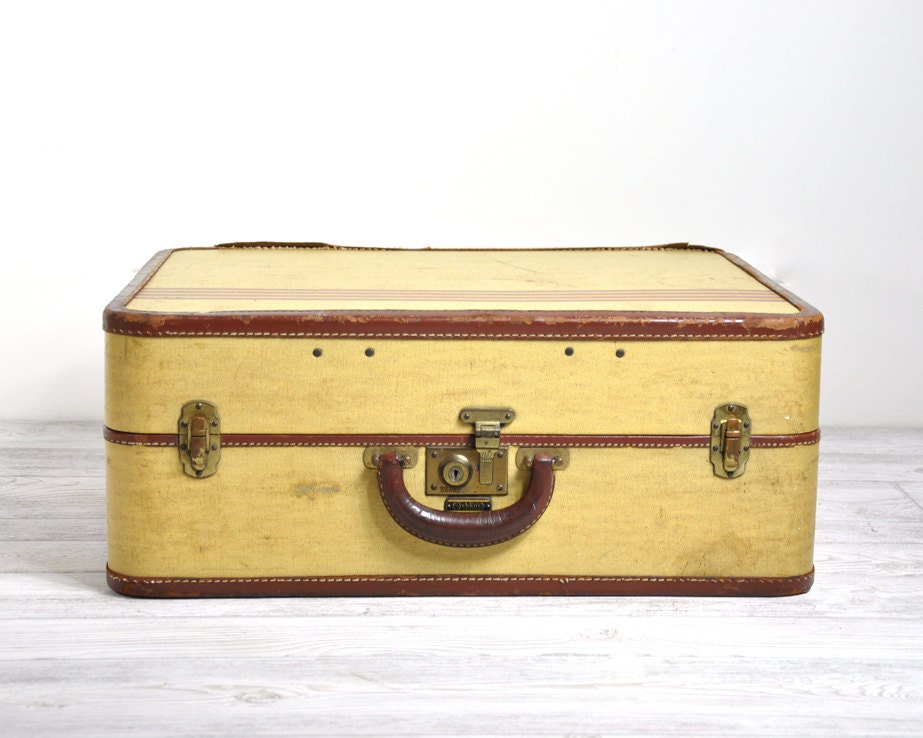 Vintage 1940's Leather Suitcase / Leather Luggage by HavenVintage