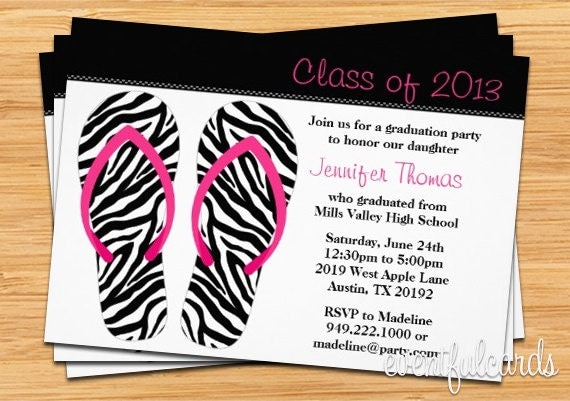 Flip Flops Class of 2017 High School/College Graduation Card - Print at Home or E-card Il_570xn