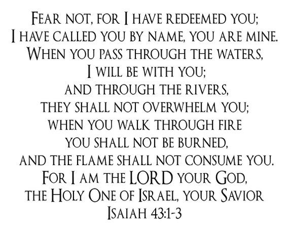 Isaiah 43 1 3 Wall Decal 23 X 18