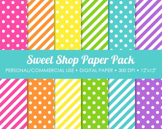 Sweet Shop Digital Printable Paper Pack - For Commercial or Personal Use Il_570xn