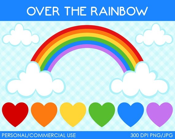 Rainbow Clipart - Digital Clip Art Graphics for Personal or Commercial Use Il_570xn