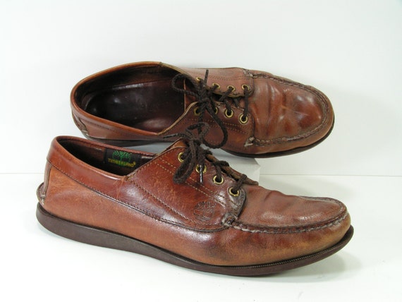 vintage timberland boat shoes mens 11.5 D brown leather casual