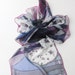 Hand dyed white silk scarf with black violet and blue flowers on chiffon - hand painted scarves - wearable art painted 18x72