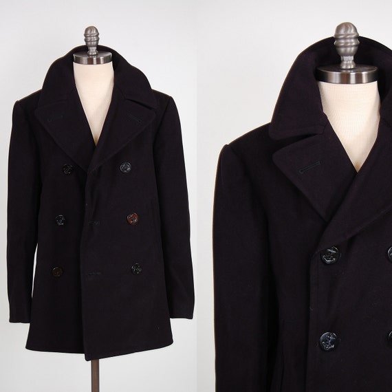 Vintage NAVY wool pea coat / Authentic 1960s MILITARY issue