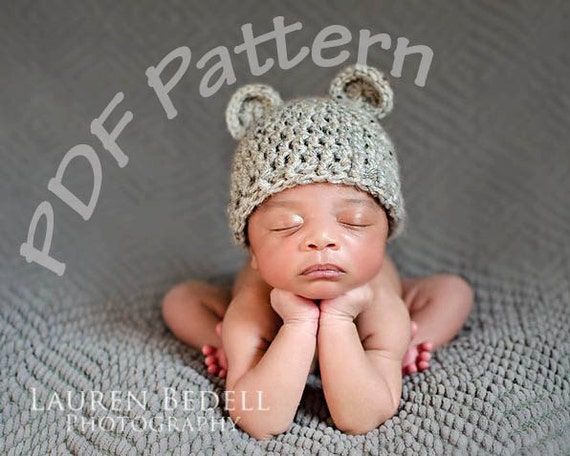 hat newborn crochet with pattern ears hat pattern, animal pattern, newborn crochet pattern, with ears hat