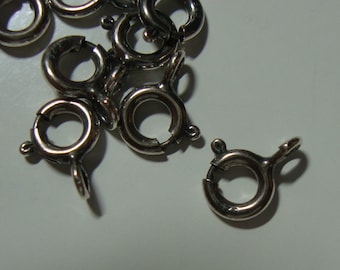 5 pcs, 5.5 mm, High Quality 925 Sterling Silver Oxidized Spring Clasp with Strong Open Ring