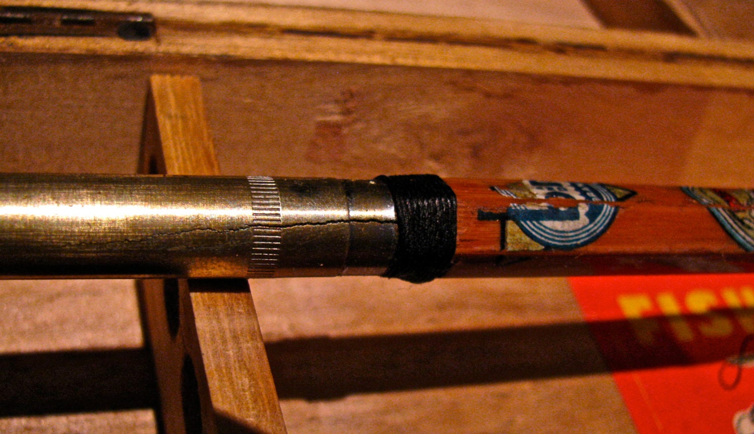 Vintage Bamboo Fly Fishing Rod & Wooden Box Case / Travel Pack