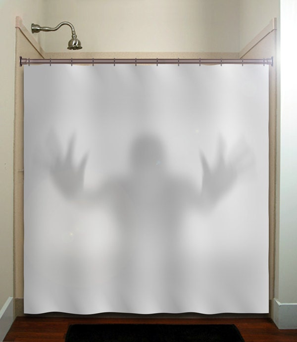 halloween gray scary ghost shower curtain bathroom decor