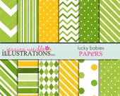Lucky Babies Cute Digital Papers Backgrounds for Invitations, Card Design, Scrapbooking, and Web Design Il_170x135