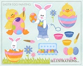 Easter Egg Painting Cute Digital Clipart for Invitations, Card Design, Scrapbooking, and Web Design, Easter Clipart Il_170x135