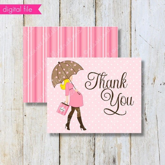 Baby Bump Girl Theme - BLONDE - Printable Party Thank You Card - Printable Thank You - Print Your Own Thank You- Baby Shower Thank You Il_570xn