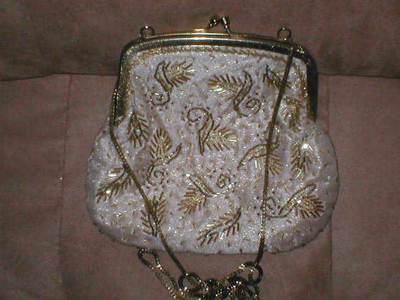 Vintage GOLD Beaded Evening Bag Purse