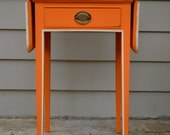 Up cycled Vintage  Hand painted  Orange Table - meredithmbrooks