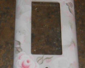 Shabby Cottage Chic Hand Painted Pale Rose Rocker Light Switch Cover New