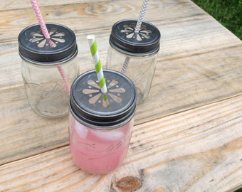 60 Daisy Cut Mason Jar Lids for Candle making or Beverages