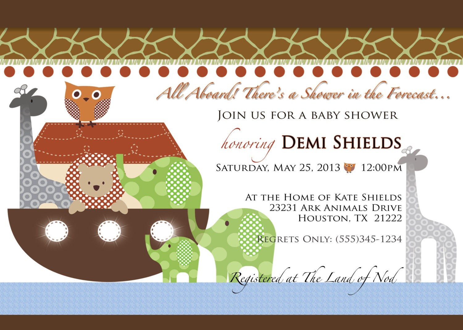 Noah39;s Ark Baby Shower Invitation by TamilynGardnerStudio on Etsy