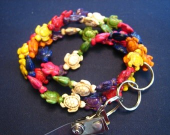 742 Sea Turtle Handmade Beaded Lanyard Id Badge-Ocean Sea Turtle-Sea Turtle Beaded-Sea Turtle Id Badge-Men's Sea Turtle-Women's Sea Turtle
