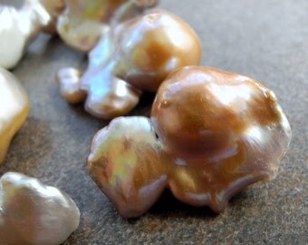 Freshwater Baroque Pearl Nucleated Flameball Natural 27mm 34mm AAA 6 Pieces 01
