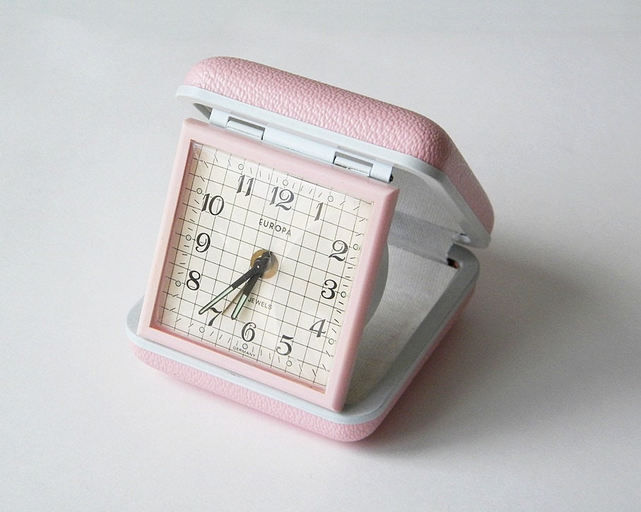 vintage pink clock small alarm clock by thehopetree on Etsy
