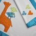 Organic Baby Blanket with Zoo Animals - Teal, Orange and Green -- Baby Boy or Baby Girl